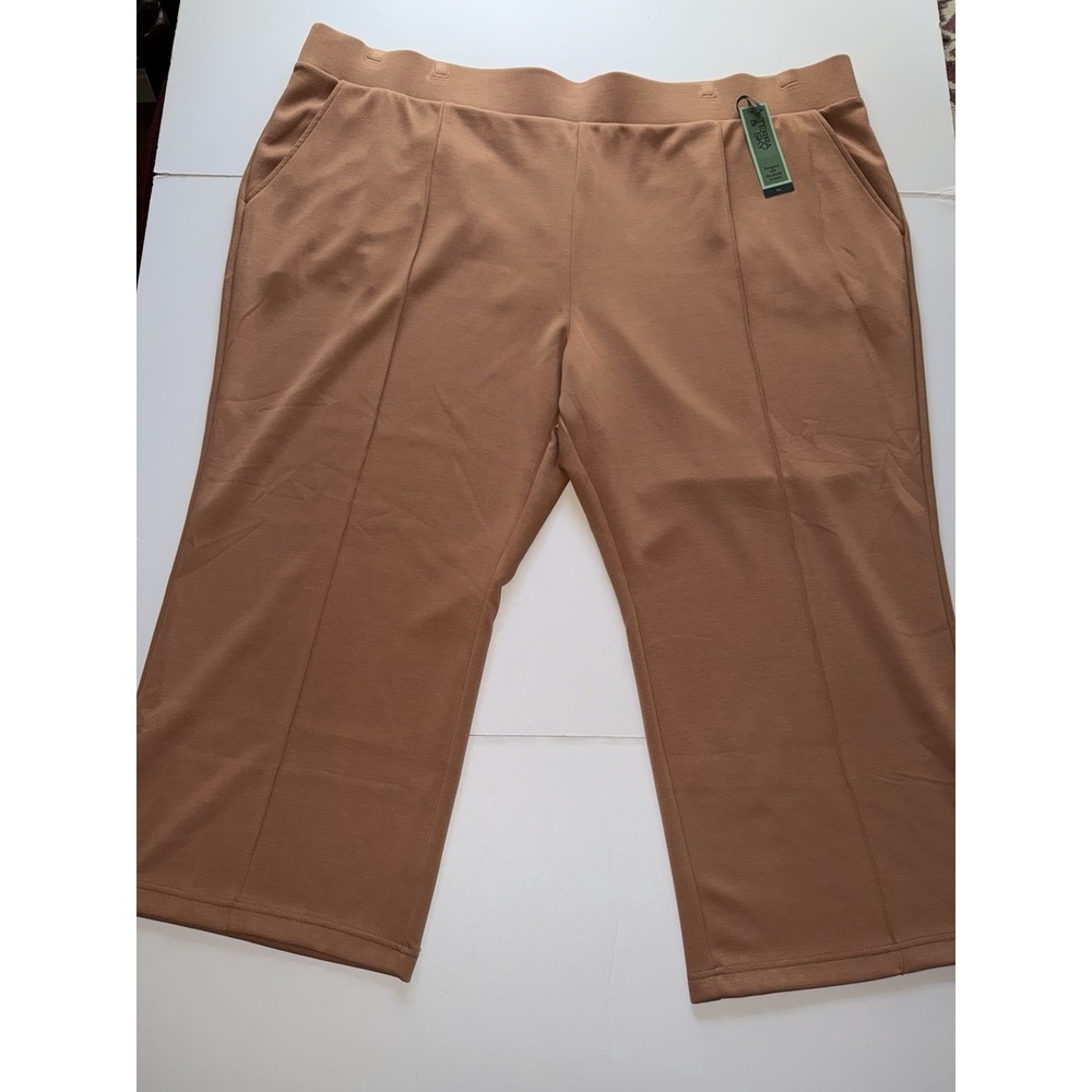 Terra & Sky Women 4X Scuba Kick Flare Pants Plus Terracotta Elastic Stretch NWT